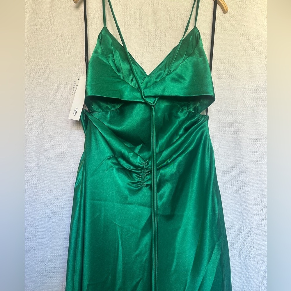 NWT AQUA Satin Open Back Gown Mermaid Skirt - Picture 8 of 9